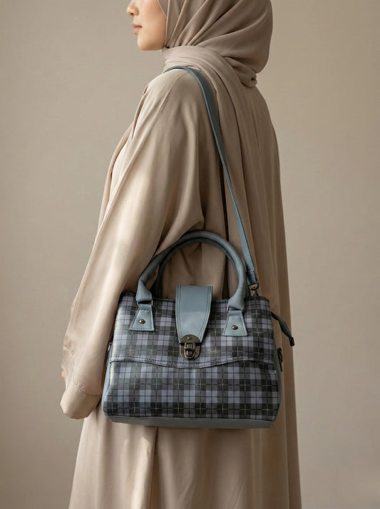 Luxe Check Handbag Gray