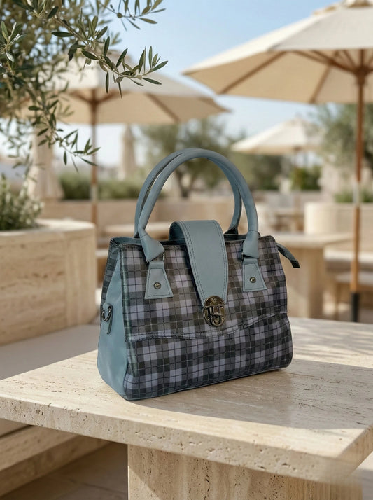 Luxe Check Handbag Gray