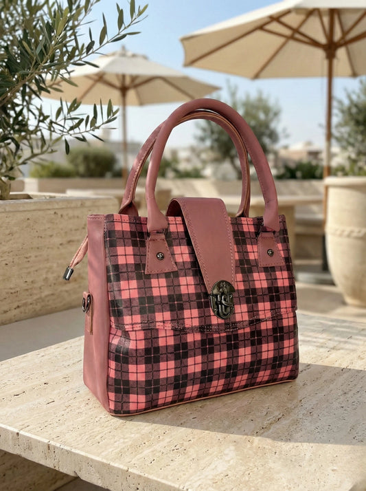 Luxe Check Handbag Pink