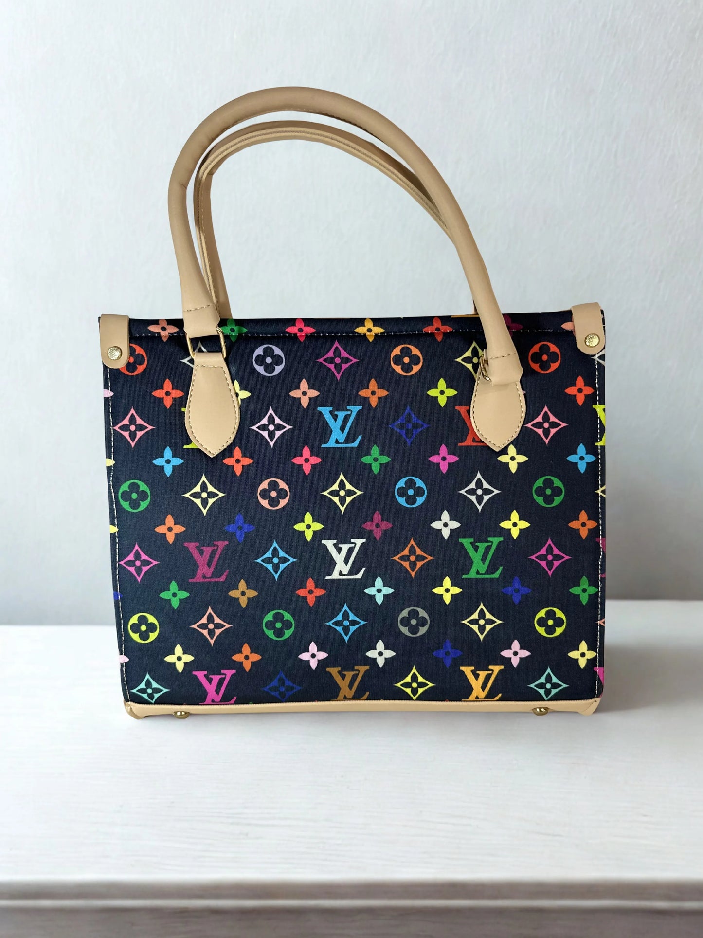 Luxury Canvas Tote Blue & Beige