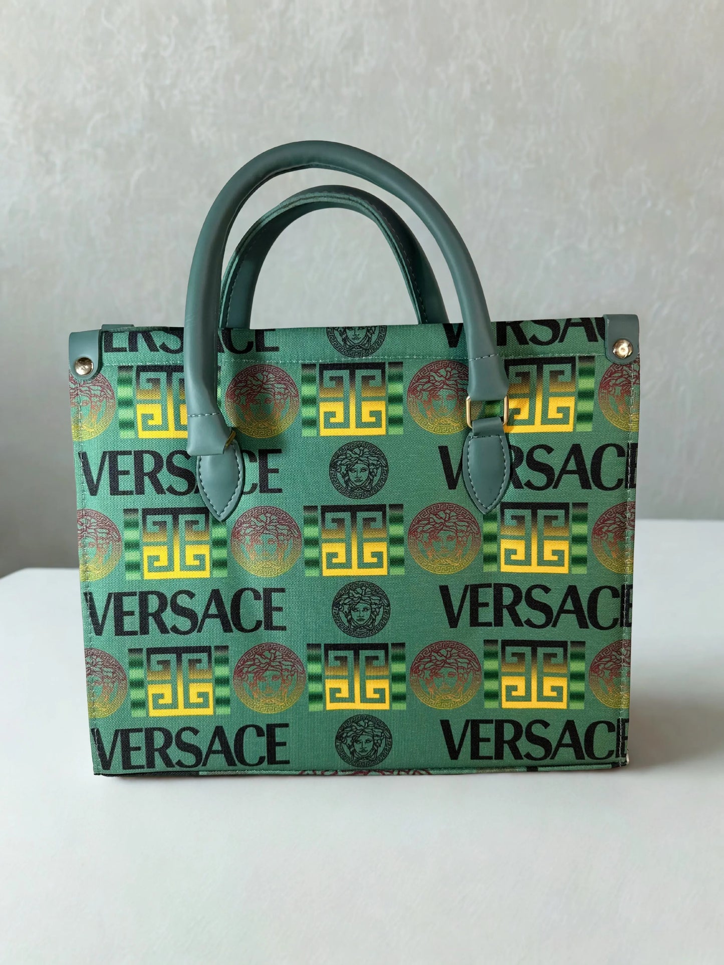 Luxury Canvas Tote Green & Gray