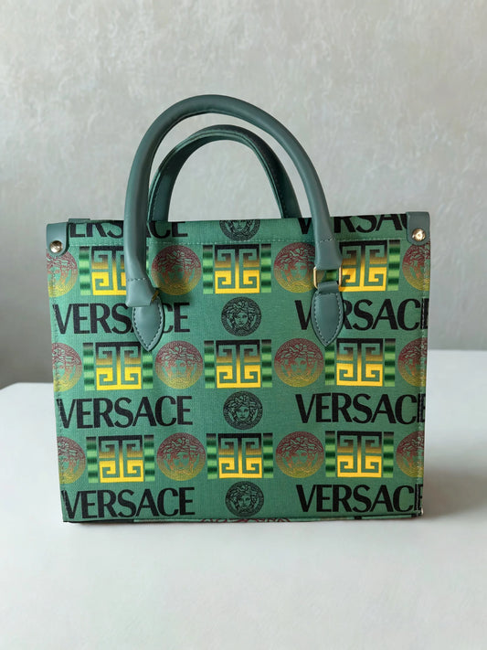 Luxury Canvas Tote Green & Gray