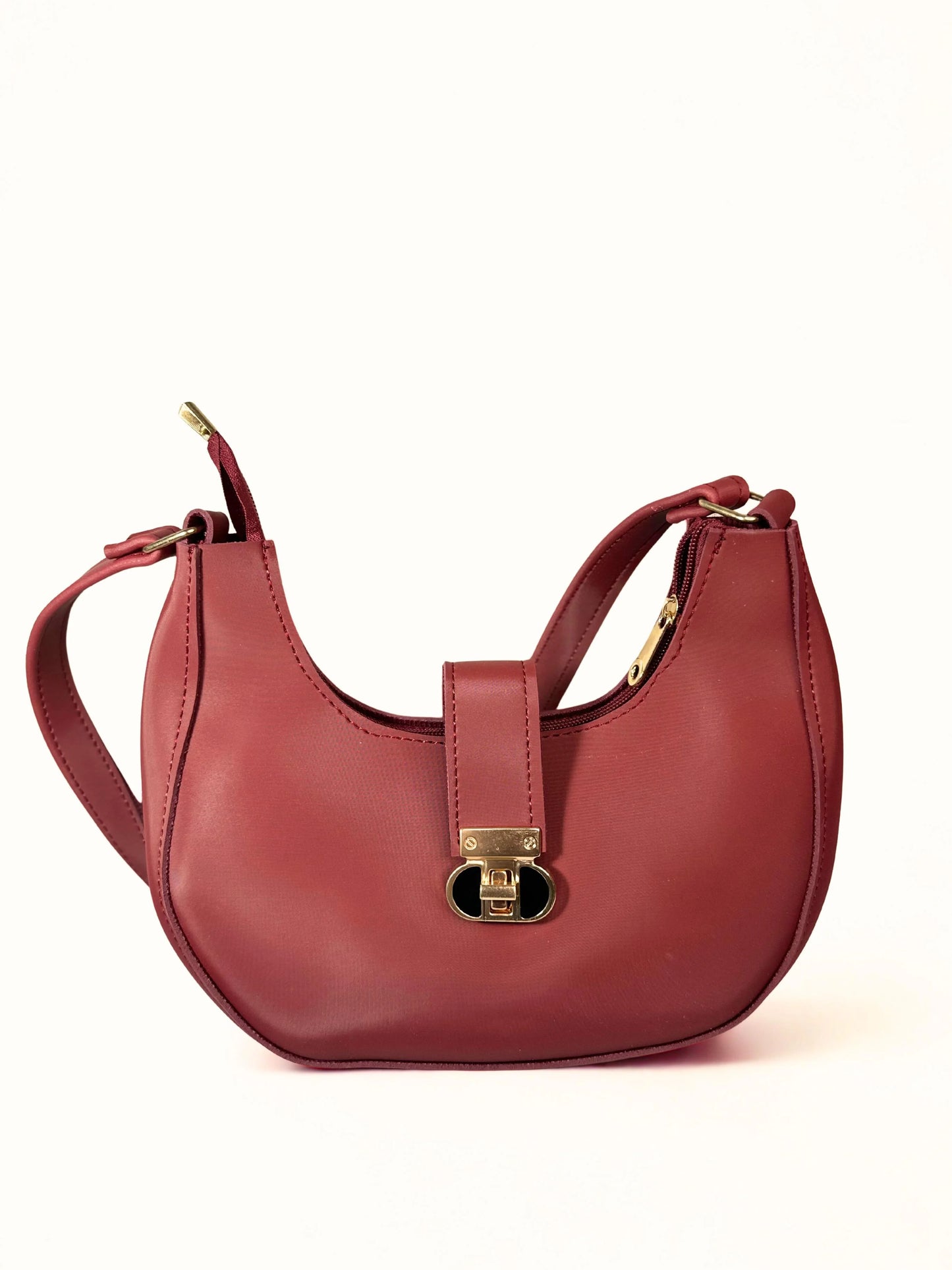 Maroon Crescent Shoulder Bag