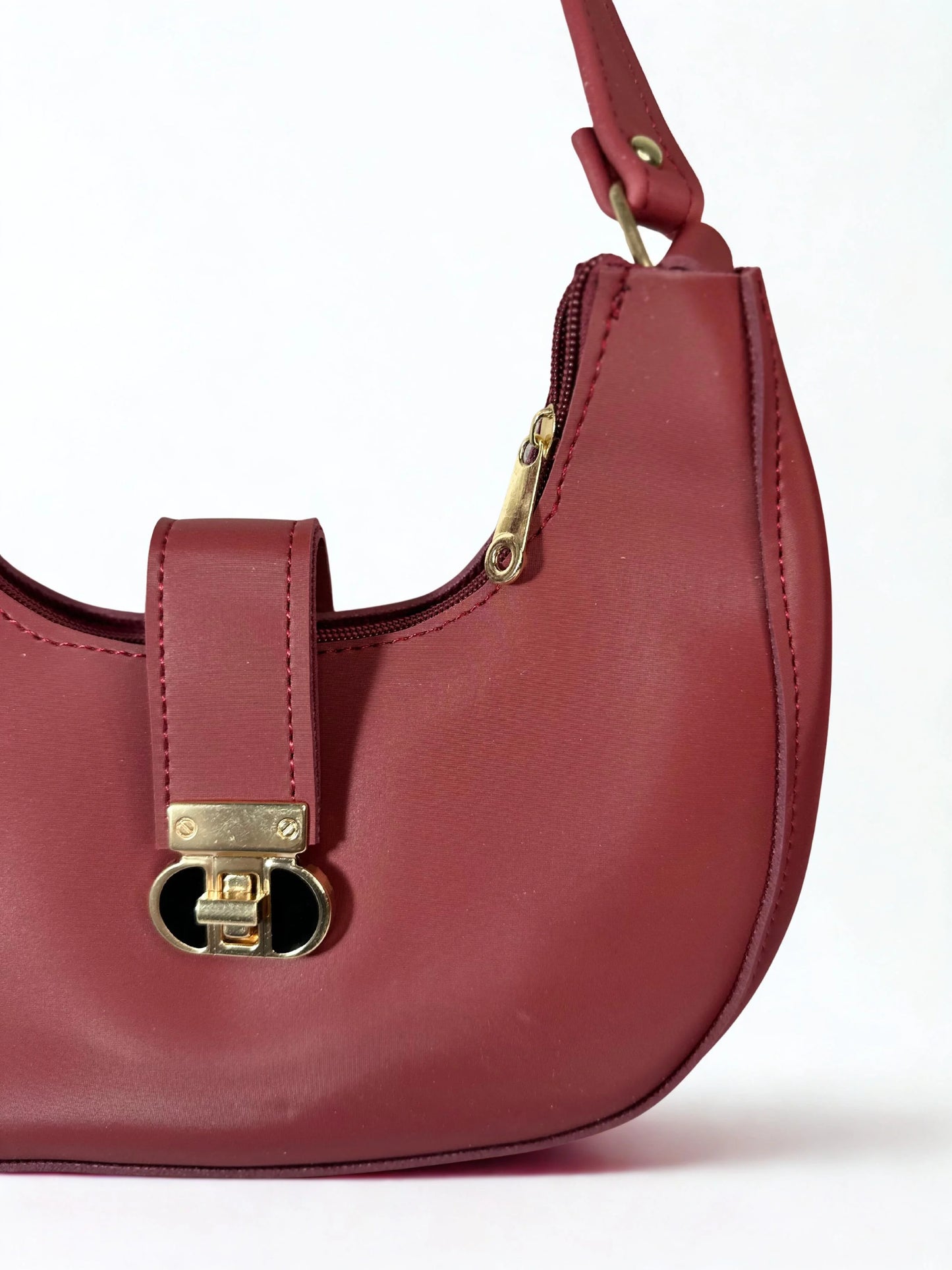 Maroon Crescent Shoulder Bag