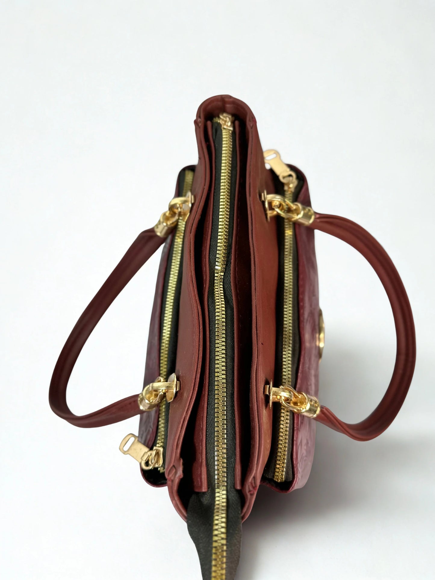 Maroon Embossed Tote Handbag