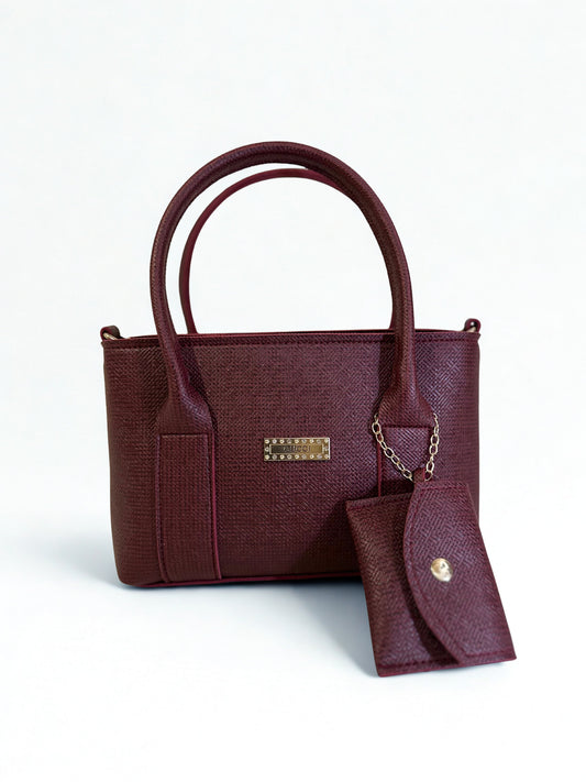 Shoulder Carry Bag Maroon with Wallet