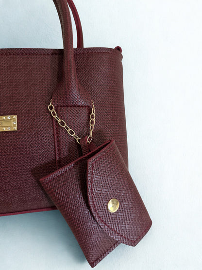Shoulder Carry Bag Maroon with Wallet