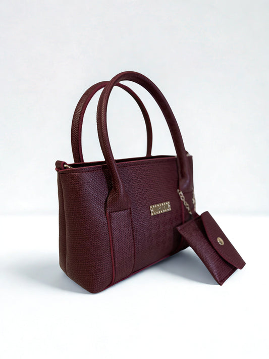 Shoulder Carry Bag Maroon with Wallet