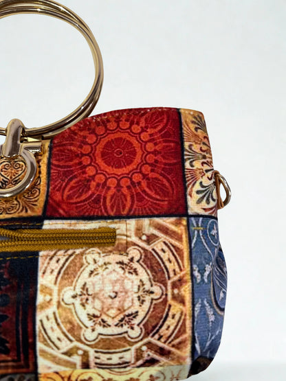 Steel Handle Check Handbag
