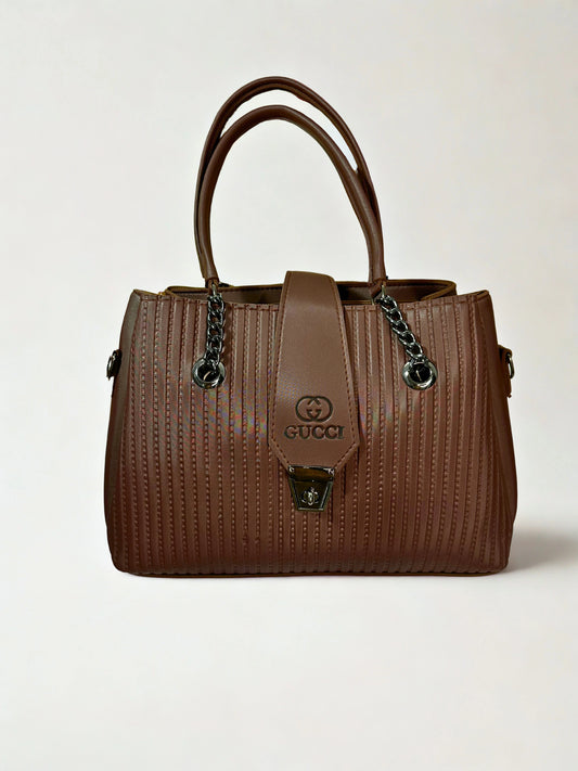 Structured Chain Handbag Brown