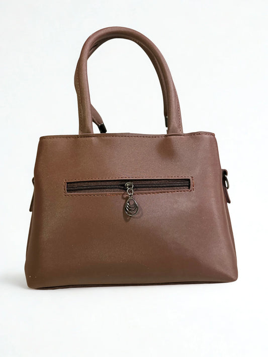 Stylish Embroidery Chocolate Brown Shoulder Handbag