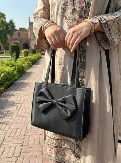 TNS Bow Handbag Black
