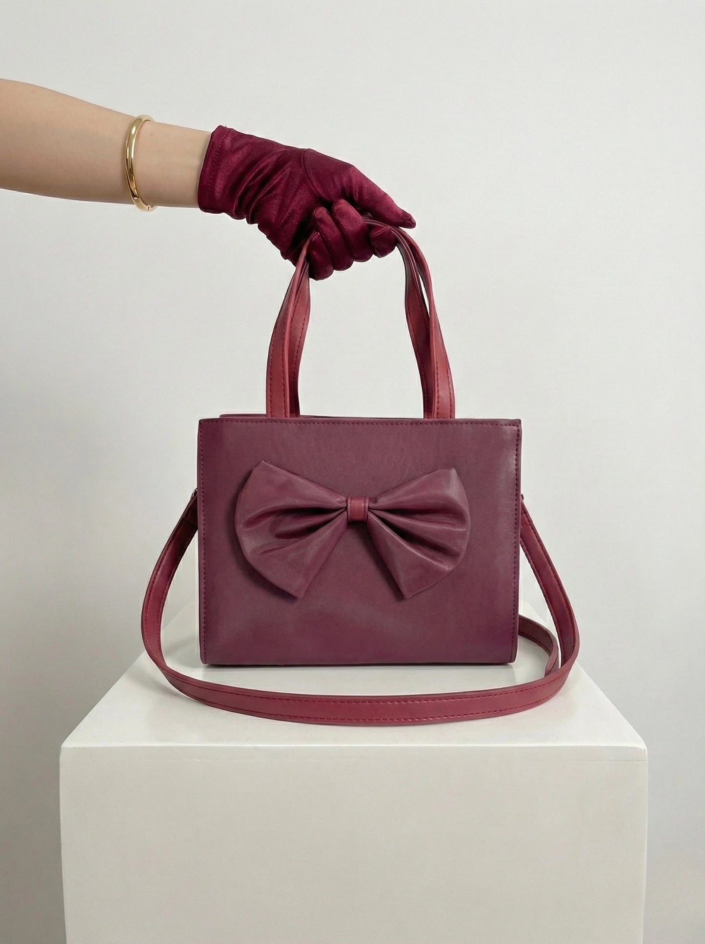 TNS Bow Handbag Maroon