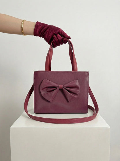 TNS Bow Handbag Maroon