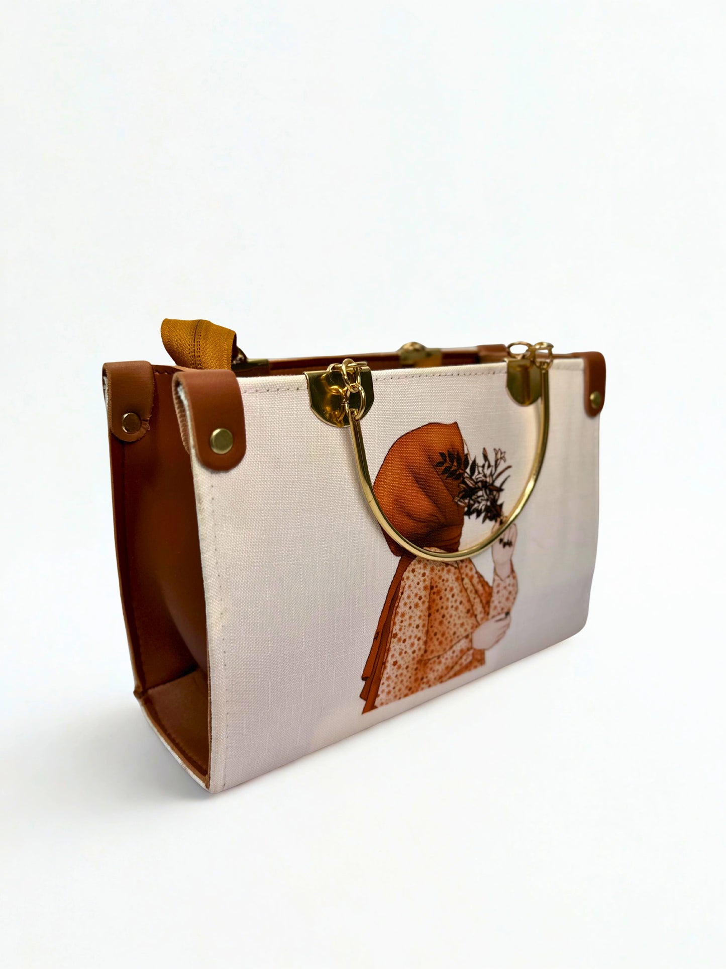 White Hijab Bag Steel Handle