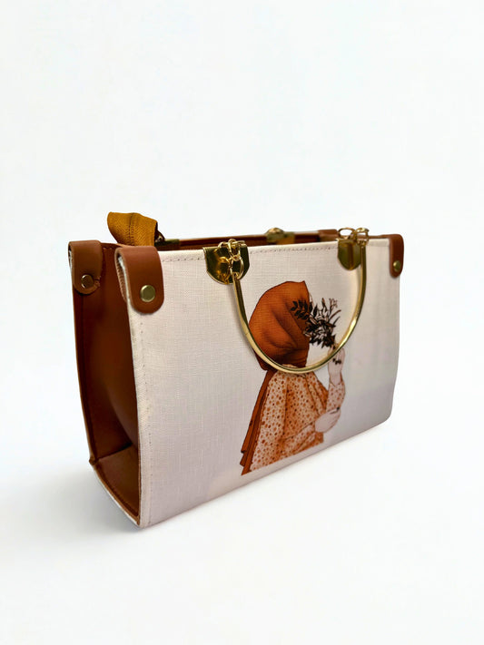 White Hijab Bag Steel Handle
