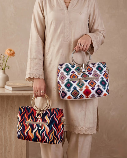 Multicolor Handbag Steel Handle