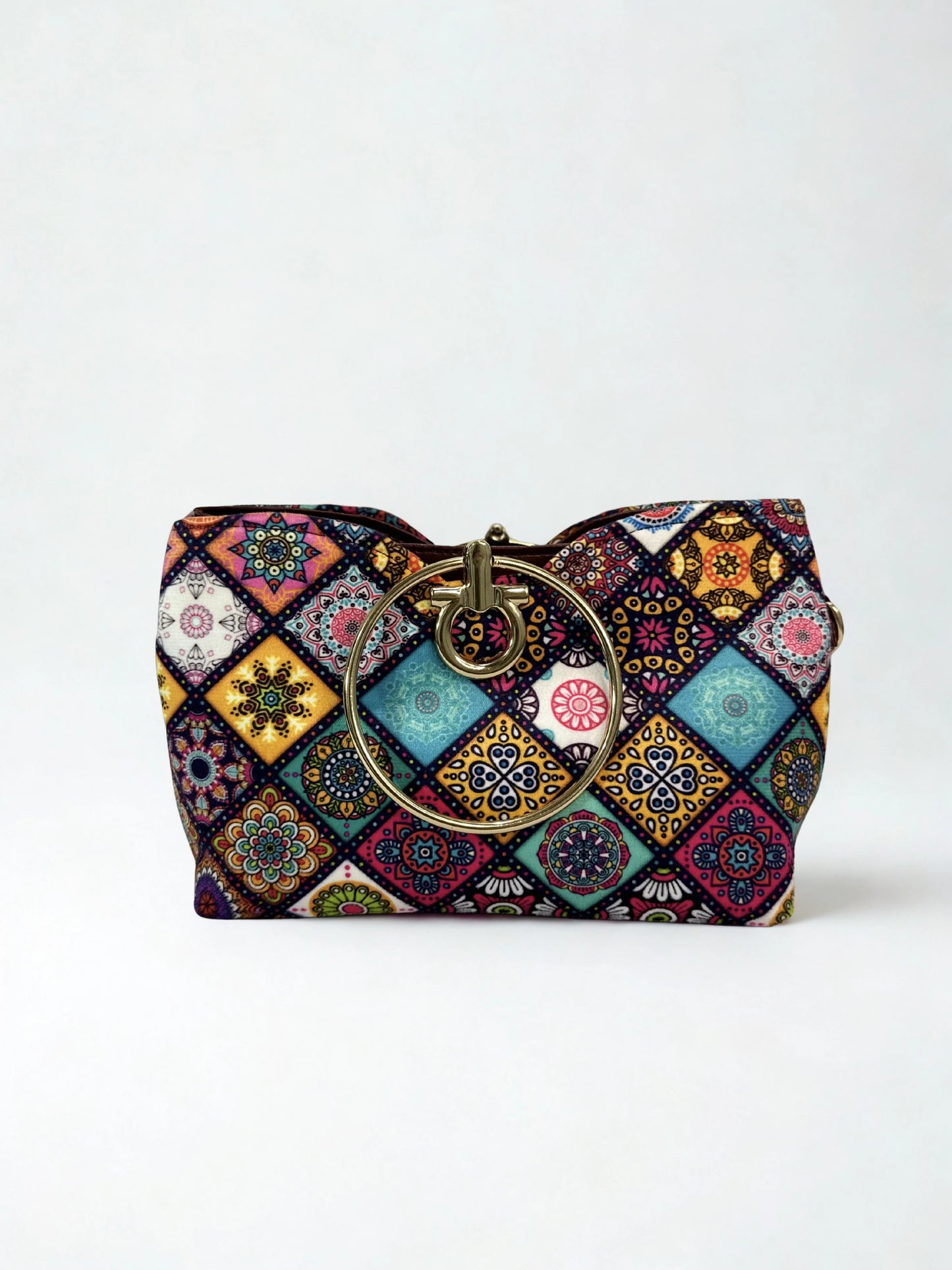 Steel Handle Small Check Handbag