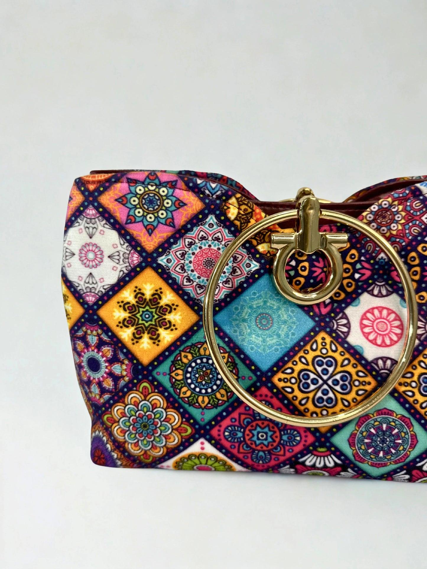 Steel Handle Small Check Handbag