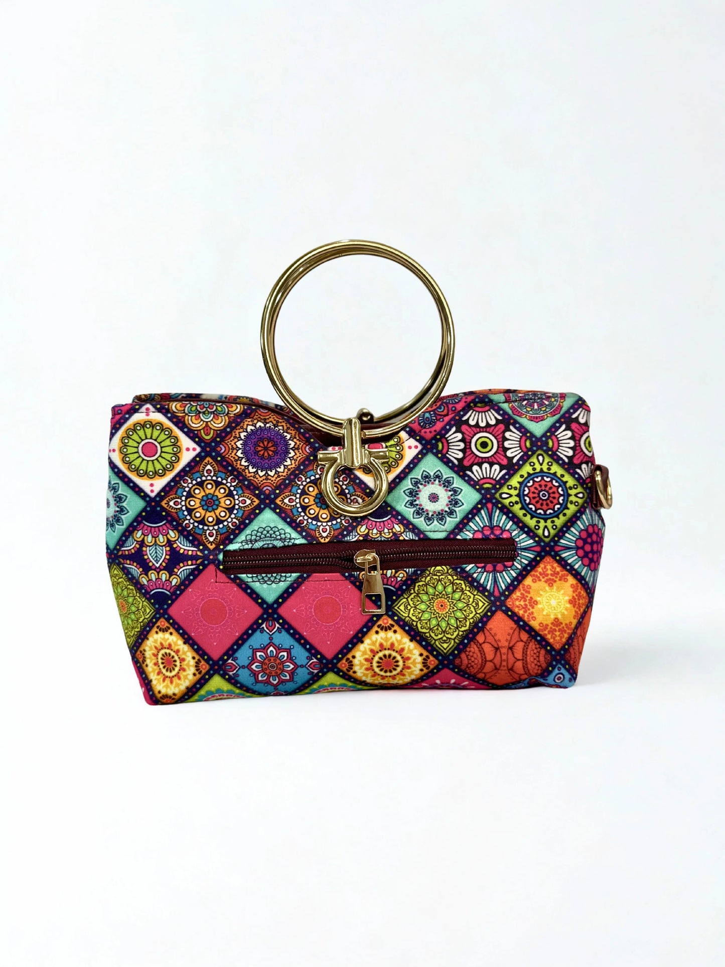 Steel Handle Small Check Handbag