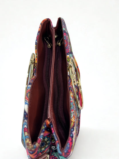 Steel Handle Small Check Handbag